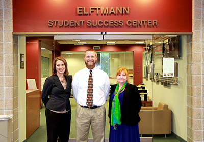 Elftmann Student Success Center staff left to right: Teresa Milligan, Ross Brower, Eeris Fritz