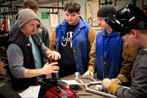 Engineering Drafting & Design students collaborate with Welding students to fabricate custom bike frames.