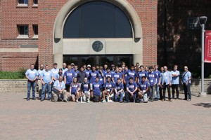 STEM camp students and Dunwoody instructors outside the College's main entrance.