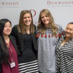 from left to right: Assistant Registrar Mao Rebman, Content Marketing Specialist Allie Swatek, Marketing Communications Coordinator Amanda Fons, and Admissions Counselor Macy Loja