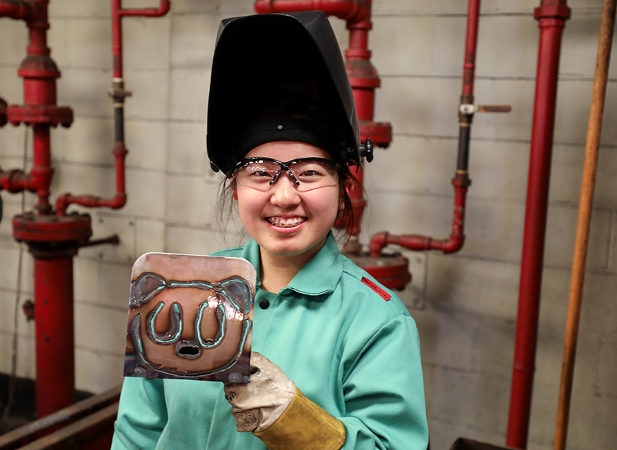 Photo of YCAP Student in Welding area.