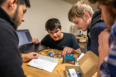 Engineering students test robotics components