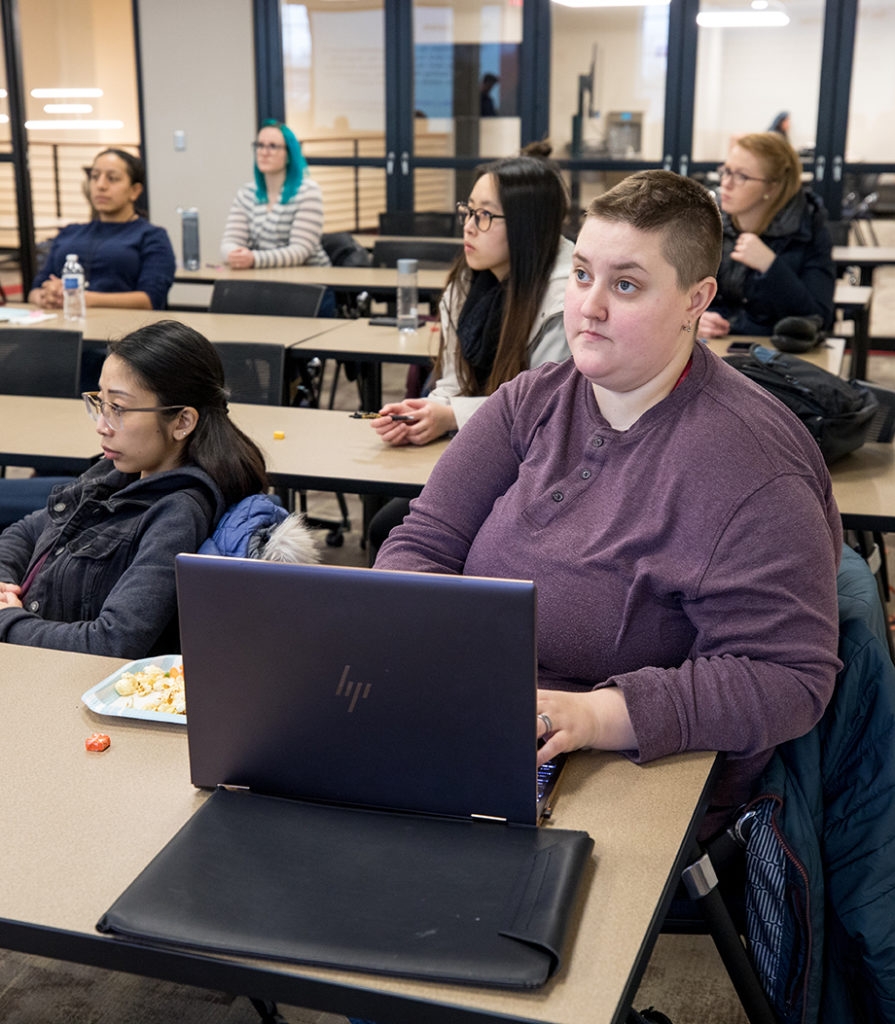 Ace High, right, co-founded the Dunwoody Chapter of Society of Women Engineers (SWE).