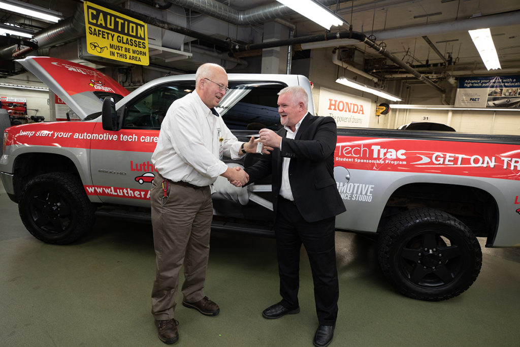 Automotive Dean receives keys to diesel truck