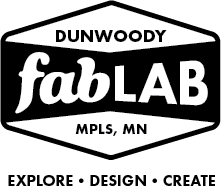 Fab Lab logo with the words Explore, Design, Create