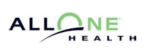 All One Health logo, where the One text is the color green and the other two words are navy