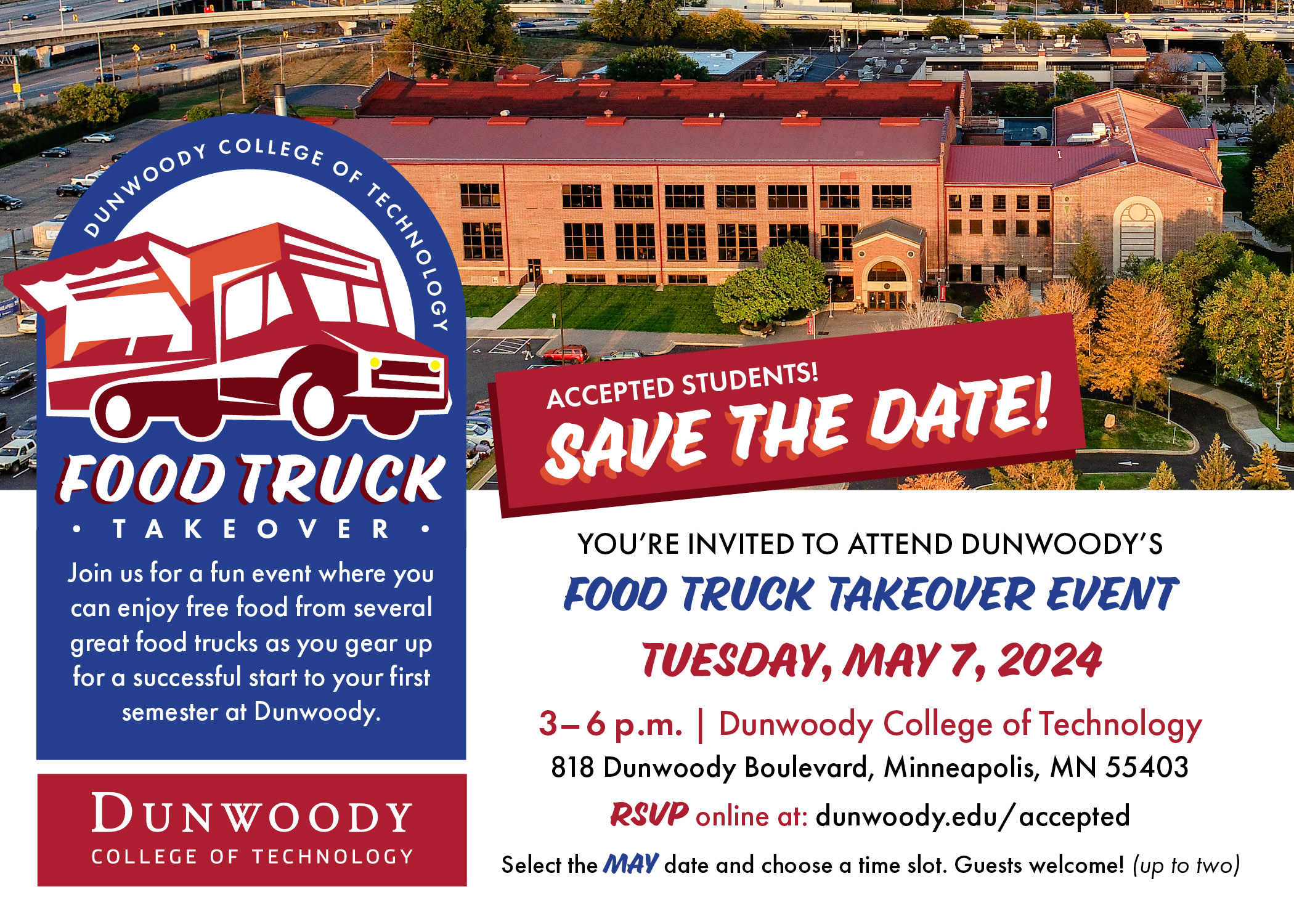 Image of the invite for the Food Truck Takeover event on May 7