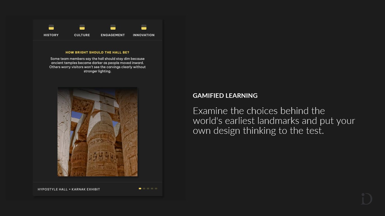 Slide that shows a photo of the interior of a historic building and asks how bright the lighting added to such buildings should be